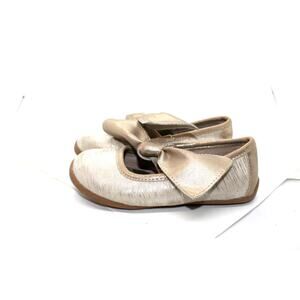 Livie & Luca Girl's Silver Tinsel Mary Janes w/ Gold Bow sz 7